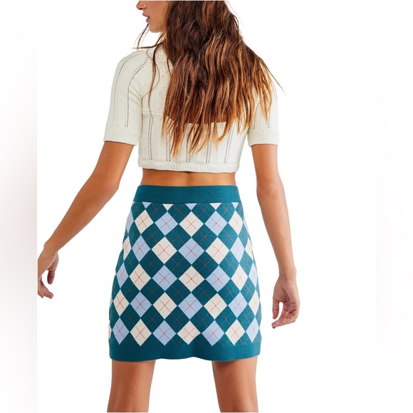 NWT Free People Argyle Viola Sweater Mini Skirt - Picture 3 of 3
